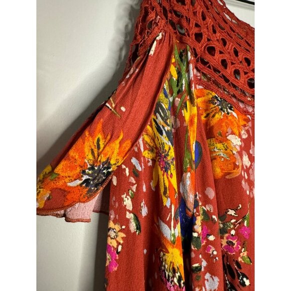 Oddi Women's 3XL Floral Long Sleeve Boho Festival Peasant Loose Fit Blouse - Picture 3 of 9